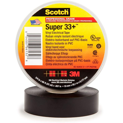 19mm Black 3M Scotch® Super 33+ Premium Tape