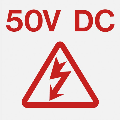 50 volt danger label 40x40 (Red & White) - Each