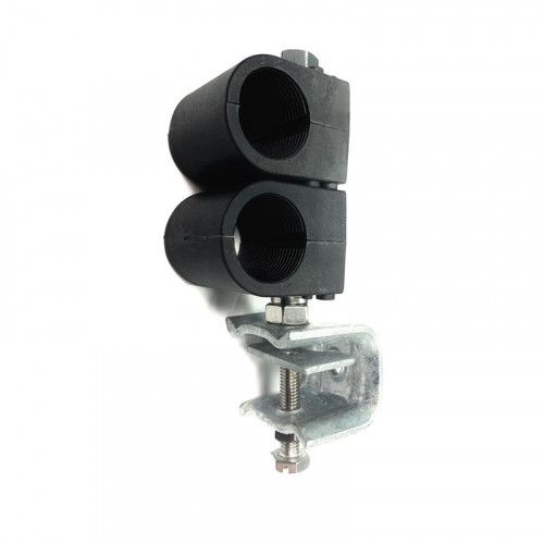 Black Single Clamp Assembly for 2 x 1/2" Feeder Runs - to suit Flat or Angle Iron.