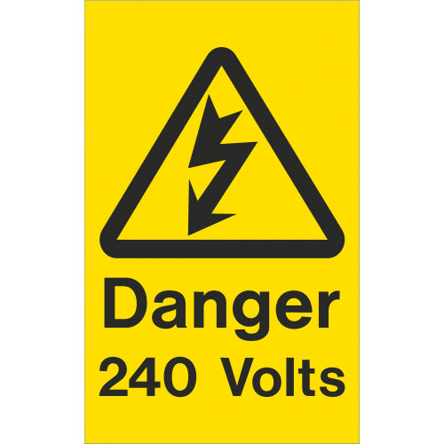 240 volt danger label - LARGE - 79 x 49mm