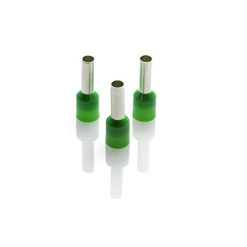 6mm2 LONG Insulated Bootlace Ferrules - Green - Price Each (Pack of 100)(CEF618F-C)