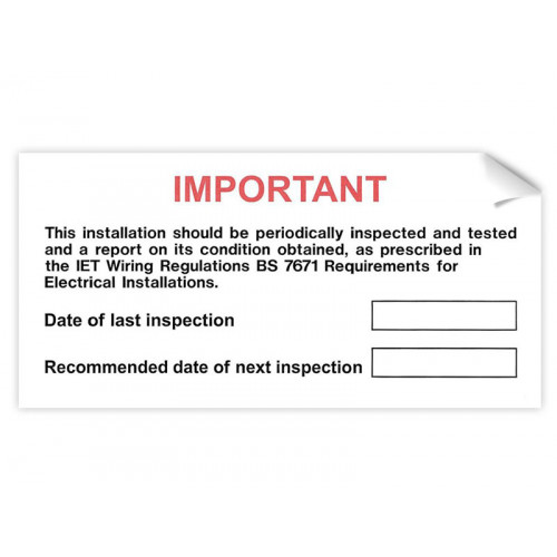 Next Inspection (Periodic) Labels - 130 x 60mm (Pack of 10)