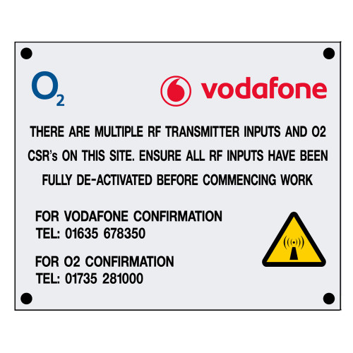 Vodafone & O2 'F' Multi Operator - 85mm x 70mm x 1mm PVC
