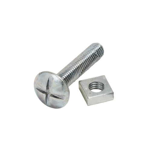 M5x25mm Roof Bolt & Sq Nut BZP - price each