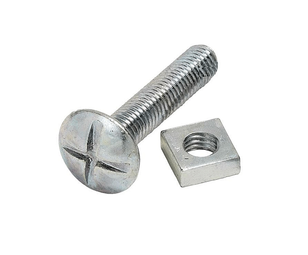 M6x16mm Roof Bolt & Sq Nut BZP - price each