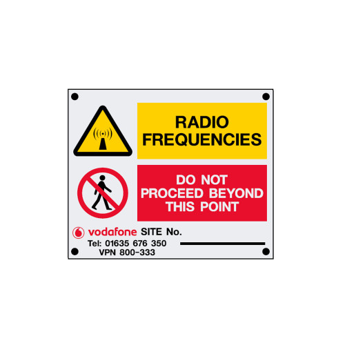 Vodafone 'B' Radio Frequencies - 85mm x 70mm x 1mm PVC