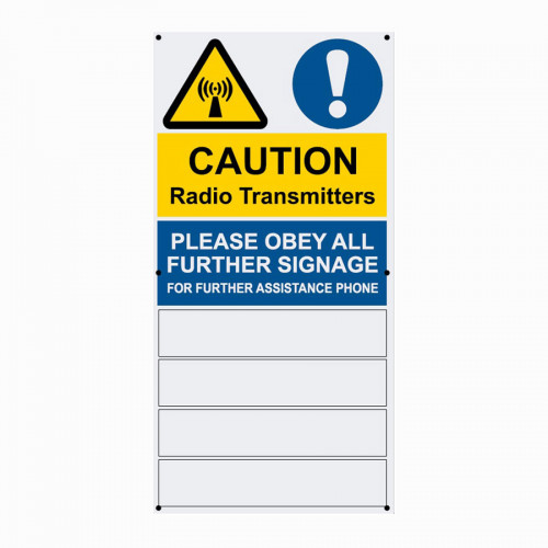 Caution Radio Transmitters - 100mm x 200mm - Self Adhesive (Streetworks)