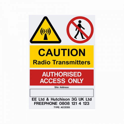 EE H3G Access Sign 210mm x 297mm x 1mm PVC + Self Adhesive rear