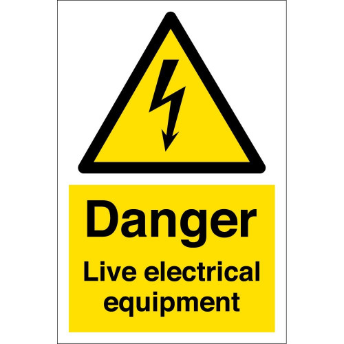 75mm x 100mm White Self Adhesive Vinyl labels (Danger - Live Electrical Equipment)