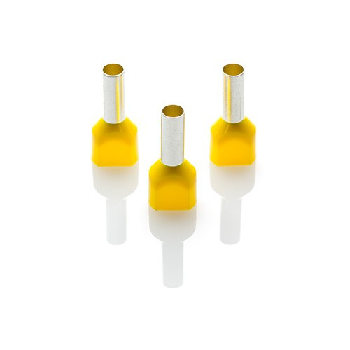 Twin Bootlace Ferrule to suit 6mm2, Yellow (Price per Pack of 100) (TCEF614-C)