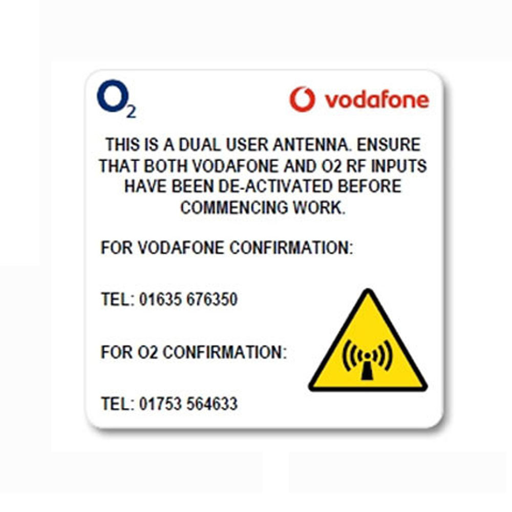 O2/VF RF Antenna Warning labels